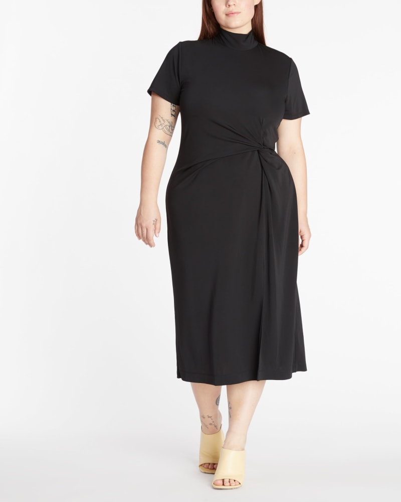 Front of a model wearing a size 1X Flint Dress in Black by Tanya Taylor. | dia_product_style_image_id:322268